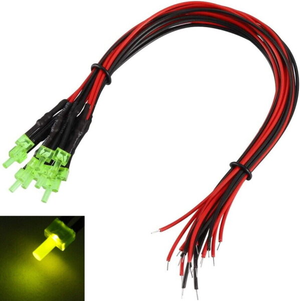 LED 2mm Tower mit Kabel Litze für 12-19V LEDs diffus klar 7 Farben zur Auswahl 10 Stück grün diffus