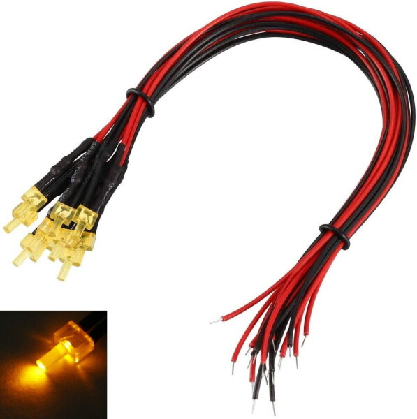 LED 2mm Tower orange diffus mit Kabel für 12-19V LEDs verkabelt 10 Stück S606