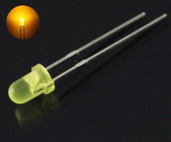 LED 3mm 5mm diffus LEDs 7 Farben zur AUSWAHL 10, 20, 50 oder 100 Stück und Set 20 Stück gelb 3mm