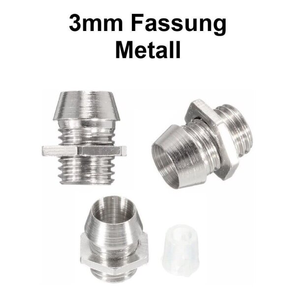 LED Fassung 3mm 5mm Metall Kunststoff Halter LEDs Clip Halterung 10 50 100 Stück 3mm Fassungen Metall 10 Stück