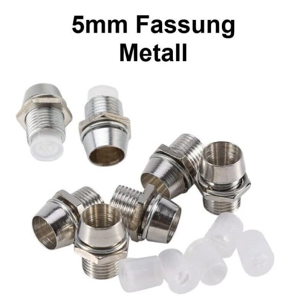 LED Fassung 3mm 5mm Metall Kunststoff Halter LEDs Clip Halterung 10 50 100 Stück 5mm Fassungen Metall 10 Stück