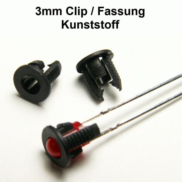 LED Fassung 3mm 5mm Metall Kunststoff Halter LEDs Clip Halterung 10 50 100 Stück 3mm Clip Kunststoff 10 Stück