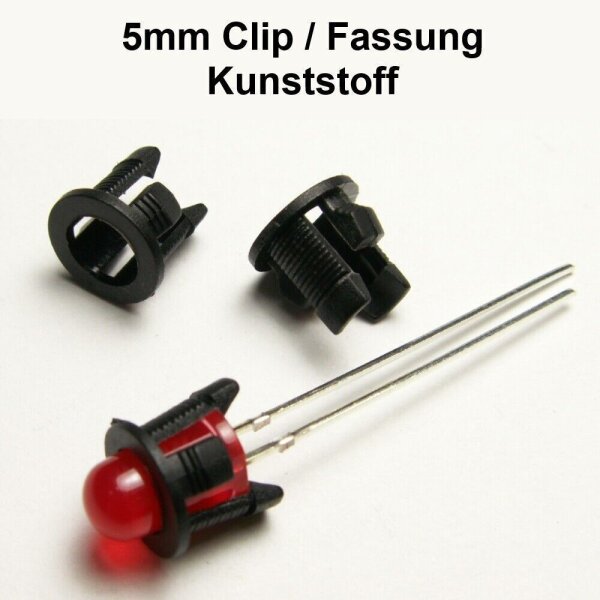 LED Fassung 3mm 5mm Metall Kunststoff Halter LEDs Clip Halterung 10 50 100 Stück 5mm Clip Kunststoff 10 Stück