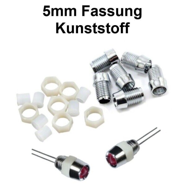 LED Fassung 3mm 5mm Metall Kunststoff Halter LEDs Clip Halterung 10 50 100 Stück 5mm Fassung Kunststoff 50 Stück