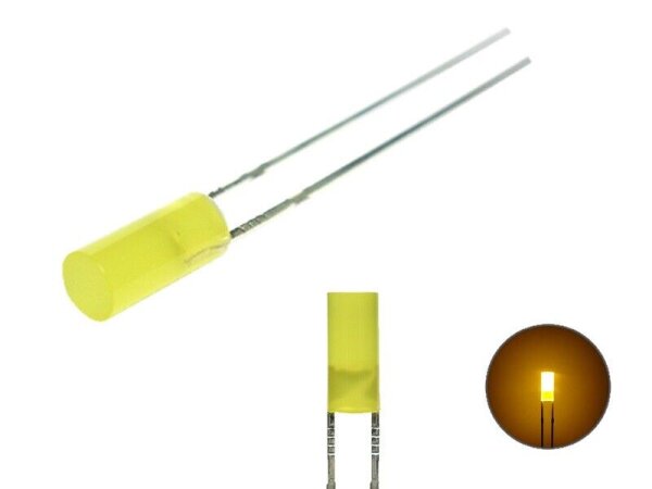 LED Zylinder 3mm 5mm klar diffus zylindrisch Flat Top LEDs Menge und Farbauswahl 20 Stück gelb 3mm diffus