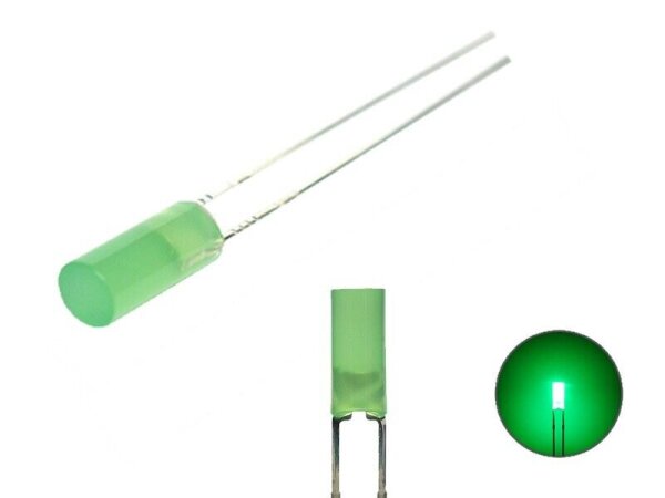 LED Zylinder 3mm 5mm klar diffus zylindrisch Flat Top LEDs Menge und Farbauswahl 20 Stück grün 3mm diffus (echtgrün)