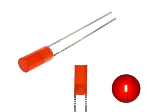 LED Zylinder 3mm 5mm klar diffus zylindrisch Flat Top LEDs Menge und Farbauswahl 20 Stück rot 3mm diffus