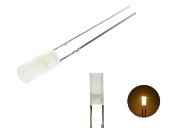 LED Zylinder 3mm 5mm klar diffus zylindrisch Flat Top LEDs Menge und Farbauswahl 20 Stück warmweiß 3mm diffus