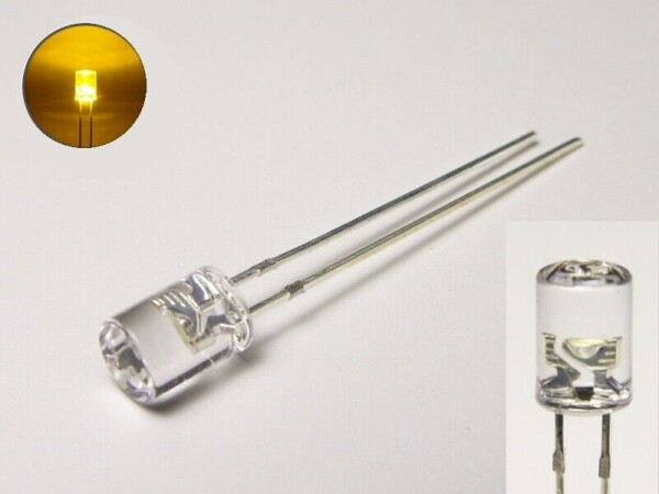 LED Zylinder 3mm 5mm klar diffus zylindrisch Flat Top LEDs Menge und Farbauswahl 20 Stück gelb 5mm klar