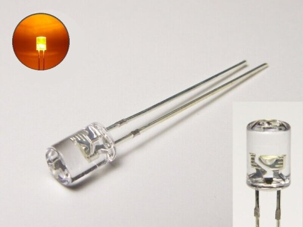 LED Zylinder 3mm 5mm klar diffus zylindrisch Flat Top LEDs Menge und Farbauswahl 20 Stück orange 5mm klar