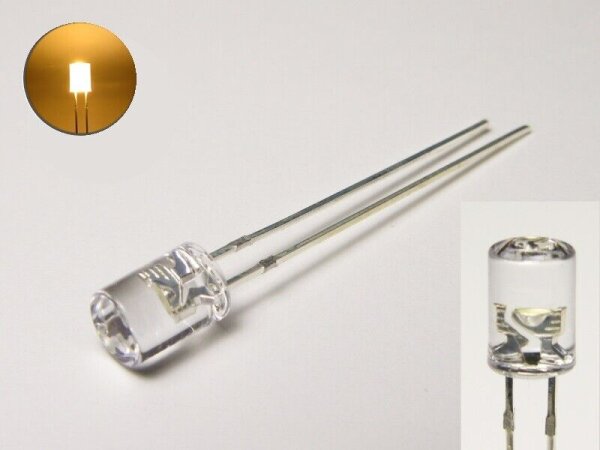 LED Zylinder 3mm 5mm klar diffus zylindrisch Flat Top LEDs Menge und Farbauswahl 20 Stück warmweiß 5mm klar
