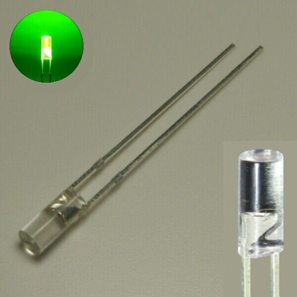 LED Zylinder 3mm 5mm klar diffus zylindrisch Flat Top LEDs Menge und Farbauswahl 50 Stück grün 3mm klar (grünlich)