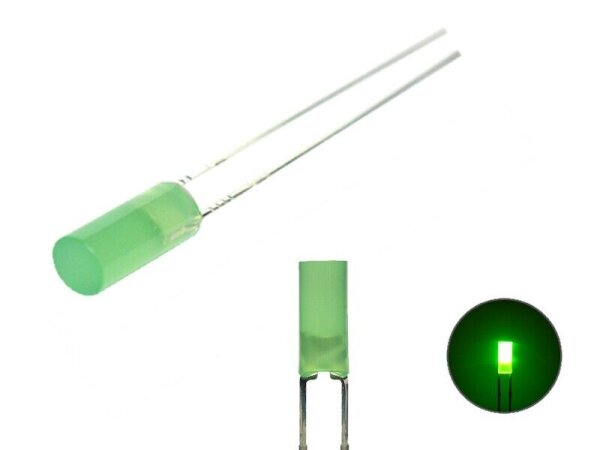 LED Zylinder 3mm 5mm klar diffus zylindrisch Flat Top LEDs Menge und Farbauswahl 50 Stück grün 3mm diffus (grünlich)