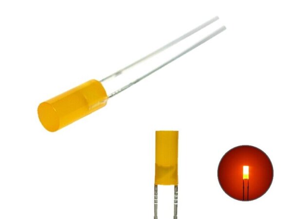 LED Zylinder 3mm 5mm klar diffus zylindrisch Flat Top LEDs Menge und Farbauswahl 50 Stück orange 3mm diffus