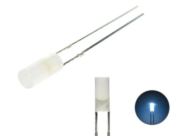 LED Zylinder 3mm 5mm klar diffus zylindrisch Flat Top LEDs Menge und Farbauswahl 50 Stück kaltweiß 3mm diffus