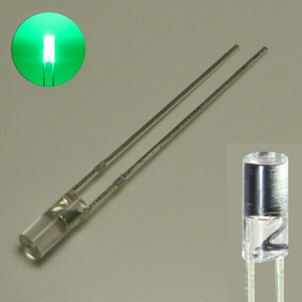 LED Zylinder 3mm 5mm klar diffus zylindrisch Flat Top LEDs Menge und Farbauswahl 10 Stück grün 3mm klar (echtgrün)