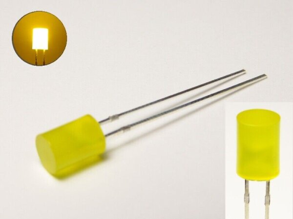 LED Zylinder 3mm 5mm klar diffus zylindrisch Flat Top LEDs Menge und Farbauswahl 10 Stück gelb 5mm diffus