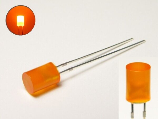 LED Zylinder 3mm 5mm klar diffus zylindrisch Flat Top LEDs Menge und Farbauswahl 10 Stück orange 5mm diffus