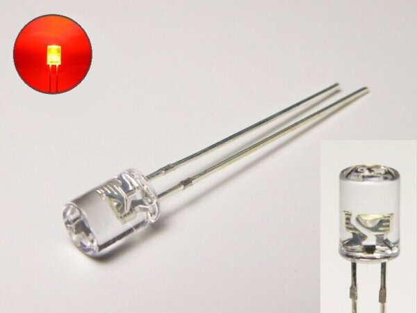 LED Zylinder 3mm 5mm klar diffus zylindrisch Flat Top LEDs Menge und Farbauswahl 10 Stück rot 5mm klar