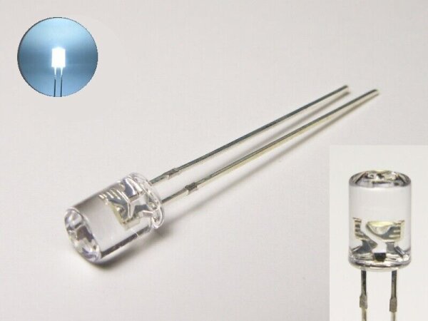 LED Zylinder 3mm 5mm klar diffus zylindrisch Flat Top LEDs Menge und Farbauswahl 10 Stück kaltweiß 5mm klar