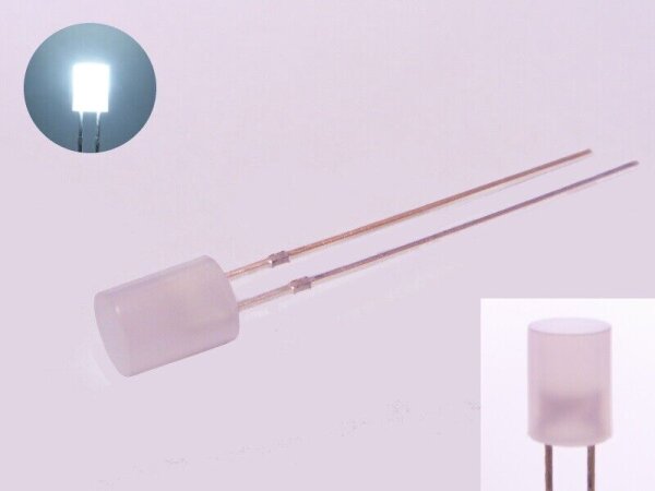 LED Zylinder 3mm 5mm klar diffus zylindrisch Flat Top LEDs Menge und Farbauswahl 10 Stück kaltweiß 5mm diffus