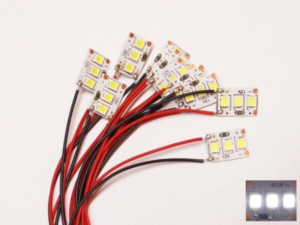 Mini LED Hausbeleuchtung mit Kabel weiß 8-16V Beleuchtung Häuser 10 Stück S002