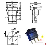 Schalter Wippenschalter LED beleuchtet rund EIN/AUS 12V -...