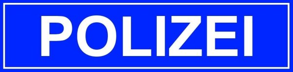 Schild mit LED Beleuchtung für H0 beleuchtet Polizei, Feuerwehr, Bahnhof, Post Polizei blau 32x8mm