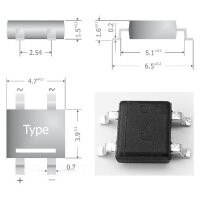 SMD Brückengleichrichter Gleichrichter 80V 0,8A Mini-DIL Gehäuse 10 Stück S341