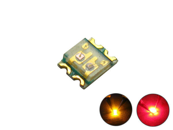Duo Bi-Color LED 0605 SMD LEDs kaltweiß / warmweiß / gelb / grün / blau - rot 10 Stück gelb / rot