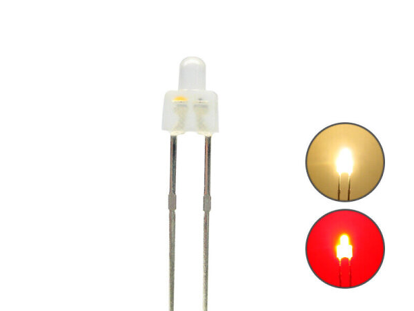 Duo LED 2mm Bi-color LEDs 2pin Lichtwechsel Beleuchtung Loks Wendezug FARBWAHL 10 Stück warmweiß / rot diffus