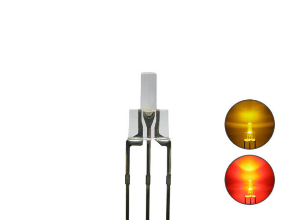 Duo LED 2mm Tower Bi-color LEDs 3pin digital Lichtwechsel Loks Wendezug FARBWAHL 10 Stück gelb / rot klar