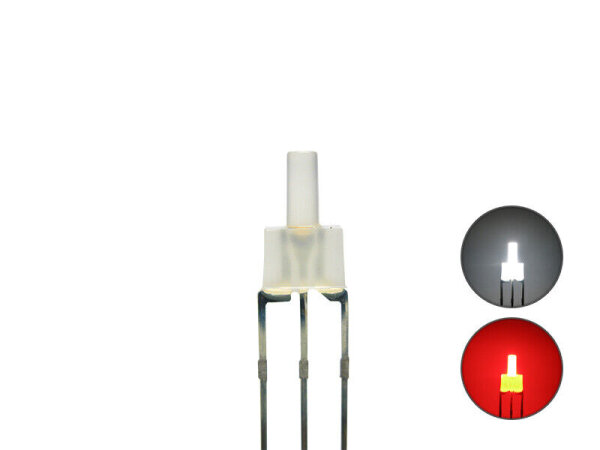 Duo LED 2mm Tower Bi-color LEDs 3pin digital Lichtwechsel Loks Wendezug FARBWAHL 10 Stück kaltweiß / rot diffus