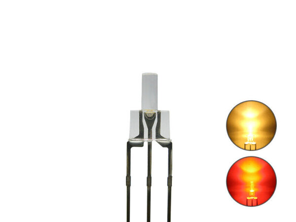 Duo LED 2mm Tower Bi-color LEDs 3pin digital Lichtwechsel Loks Wendezug FARBWAHL 10 Stück warmweiß / rot klar