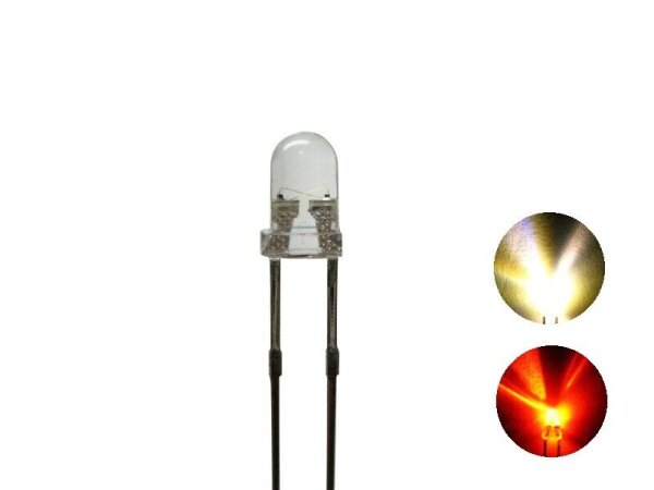 Duo LED 3mm Bi-color LEDs 2pin Lichtwechsel Beleuchtung Loks Wendezug FARBWAHL 20 Stück warmweiß / rot klar