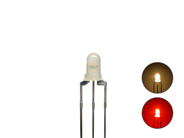 Duo LED 3mm Bi-color LEDs 3pin digital Lichtwechsel Loks Wendezug FARBAUSWAHL 10 Stück warmweiß / rot diffus