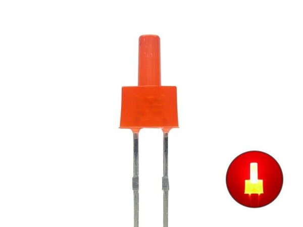 LED 2mm Tower diffus LEDs langer Kopf 7 Farben 10 20 50 100 Stück + Set AUSWAHL Rot 20 Stück