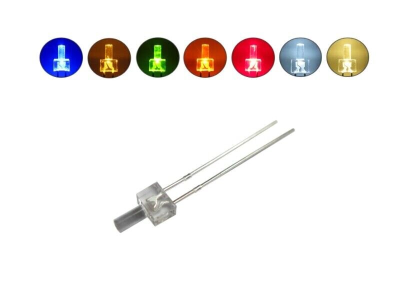 LED 2mm Tower klar LEDs langer Kopf 7 Farben 10 20 50 100 Stück + Set ...