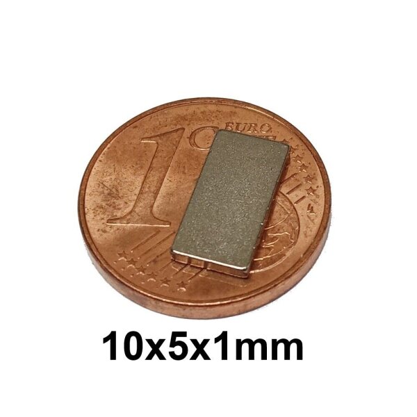 Magnete Rundmagnete Quadermagnete Neodym für Relais Reedkontakte Zug Steuerung 10 Stück 10x5x1mm Quader