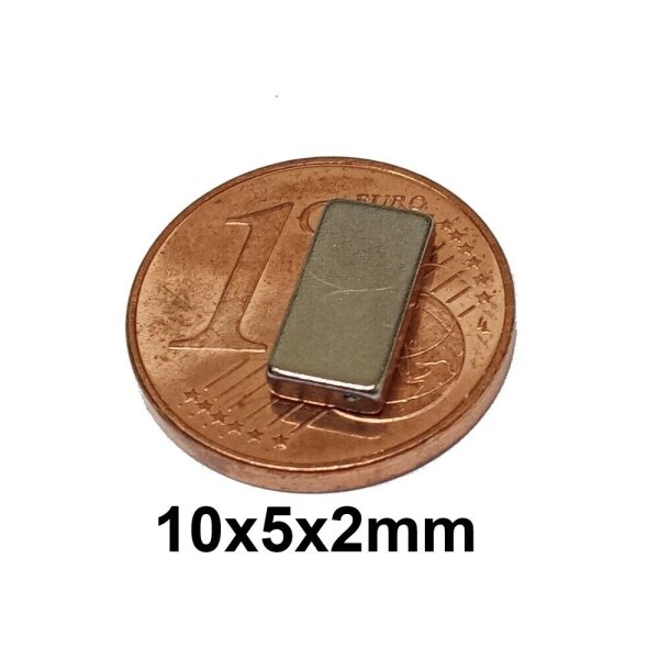 Magnete Rundmagnete Quadermagnete Neodym für Relais Reedkontakte Zug Steuerung 10 Stück 10x5x2mm Quader