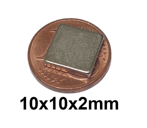 Magnete Rundmagnete Quadermagnete Neodym für Relais Reedkontakte Zug Steuerung 20 Stück 10x10x2mm Quader