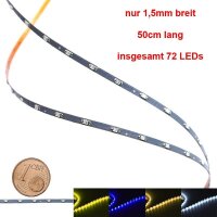 Mini LED Lichterkette nur 1,5mm schmal 50cm 72 LEDs...