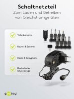 Netzteil AC/DC 3V 4,5V 5V 6V 7,5V 9V 12V Schaltnetzteil 1,5A 18W USB + 8 Adapter