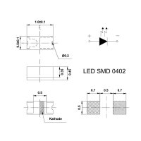 SMD LED 0402 mit Kabel angelötet Ø 0,3mm Microkabel LEDs 10 / 20 Stück 7 Farben