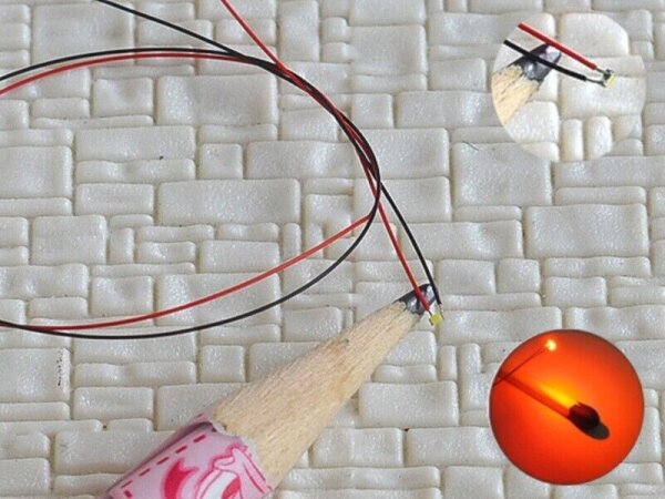 SMD LED 0402 mit Microlitze Litze Kabel LEDs 10 Stück 20 Stück 7 Farben AUSWAHL Orange 10 Stück