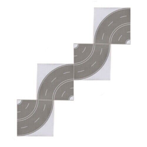 Straßenfolie Straße N + TT Beton grau Asphalt schwarz Gerade Kurve selbstklebend Beton Kurven (4 Bögen)