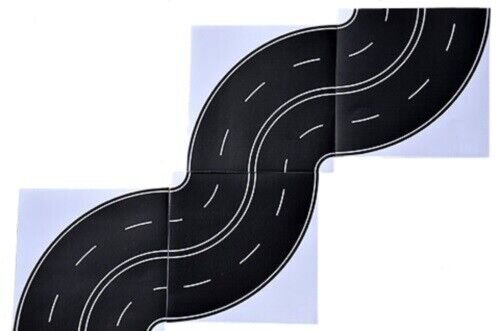 Straßenfolie Straße N + TT Beton grau Asphalt schwarz Gerade Kurve selbstklebend Asphalt Kurven (4 Bögen)