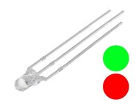 DUO LED 3mm Bi-Color rot / grün klar 3-pin gemeinsame Anode LEDs 10 Stück S684