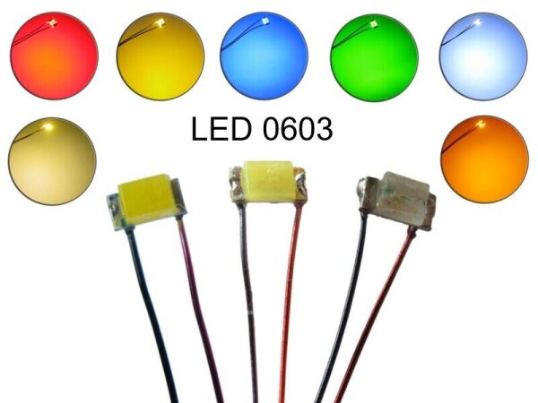 SMD LED 0402 0603 0805 1206 mit Kupferlackdraht Draht Kabel LEDs Farben AUSWAHL 0603 / 10 Stück grün / grünlich