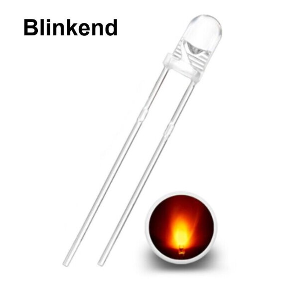 Blink LEDs 3mm Blinker LED Blinklicht langsam bis schnell blinkend 1-3Hz Auswahl orange klar 1Hz (blinkt ca. 60 mal pro Minute) 10 Stück